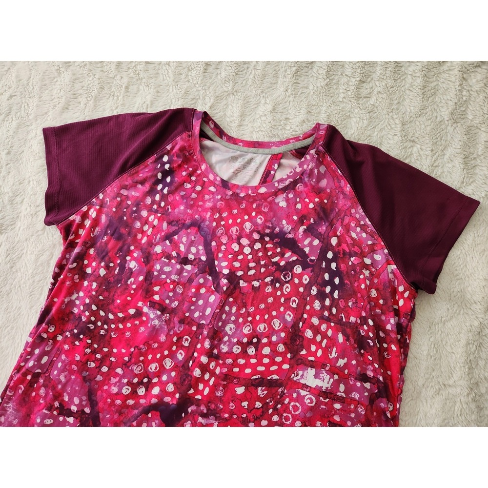 Reel Legends Reel-Tec Women's XL T-Shirt Pink Abstract Split Back Performance